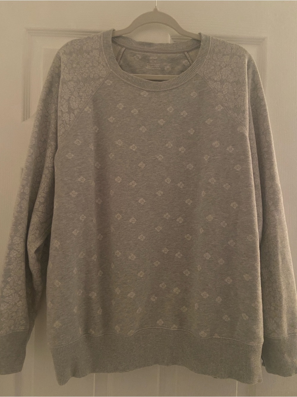 aerie Light Gray Crewneck Sweatshirt with Subtle Dot Texture